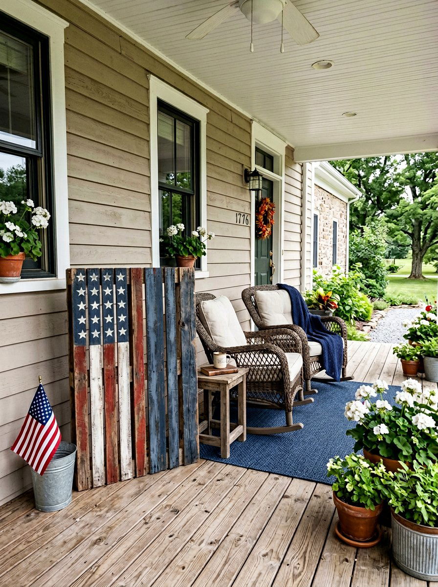 Vertical Pallet American Flag - 25 Pallet Flag Holder Ideas