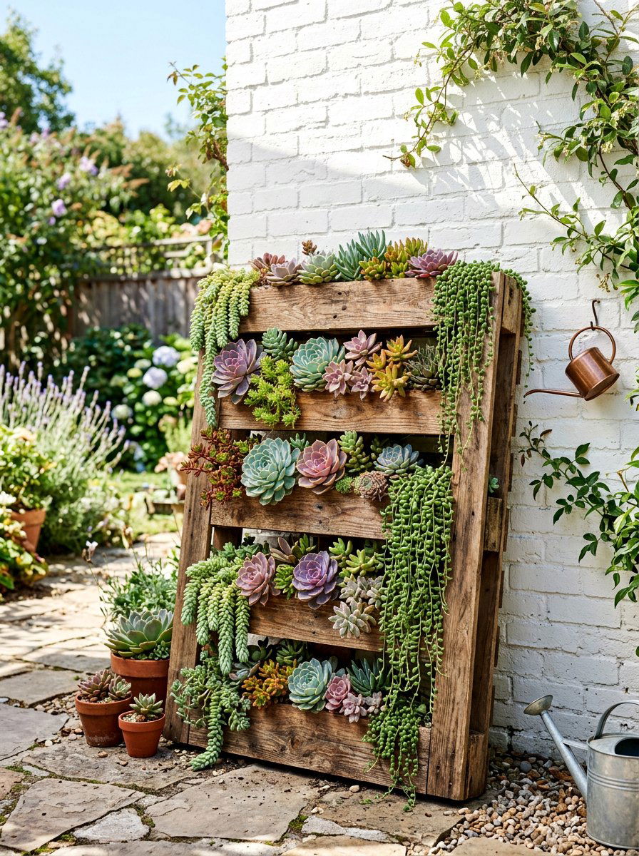 Vertical Pallet Garden - 25 Pallet Succulent Garden Ideas