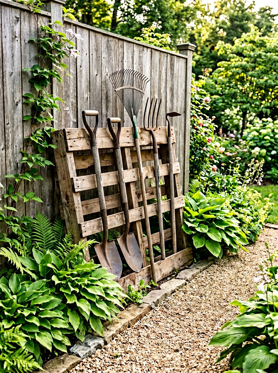 Vertical Pallet Tool Rack - 25 Pallet Garden Tool Organizer Ideas