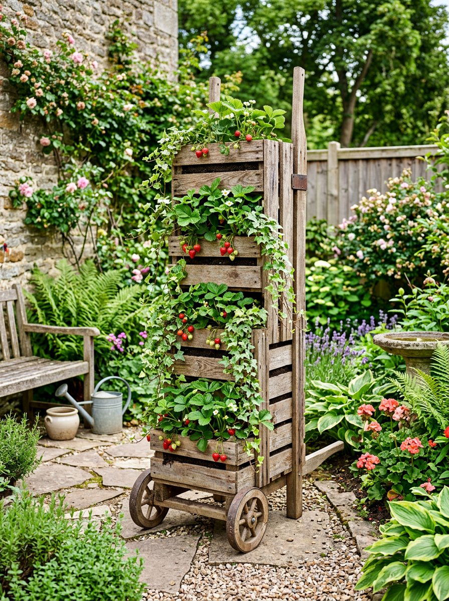 Vertical Pallet Wheelbarrow Planter - 25 Pallet Wheelbarrow Planter Ideas