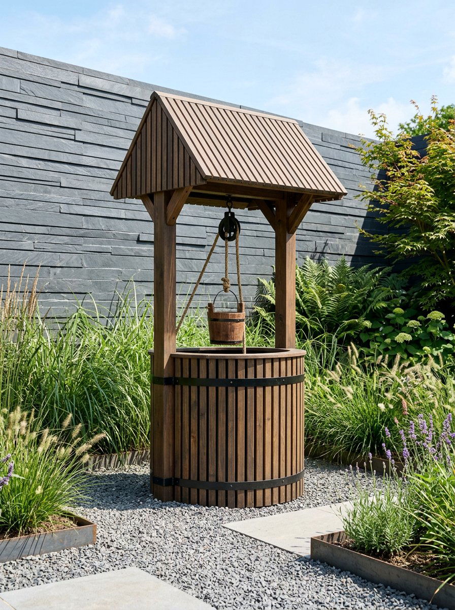 Vertical Slat Garden Well - 25 Pallet Wishing Well Planter Ideas