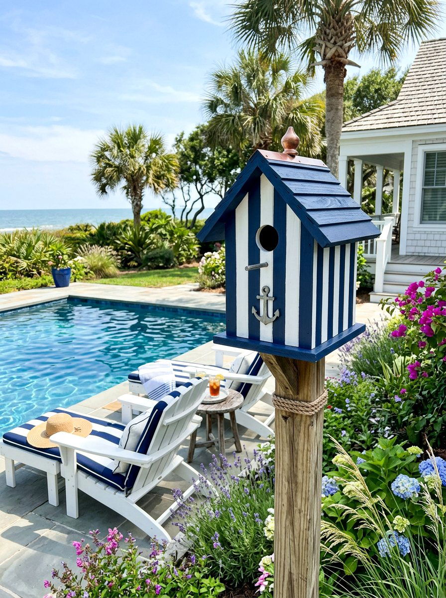 Vertical Stripe Birdhouse - 25 birdhouse painting ideas