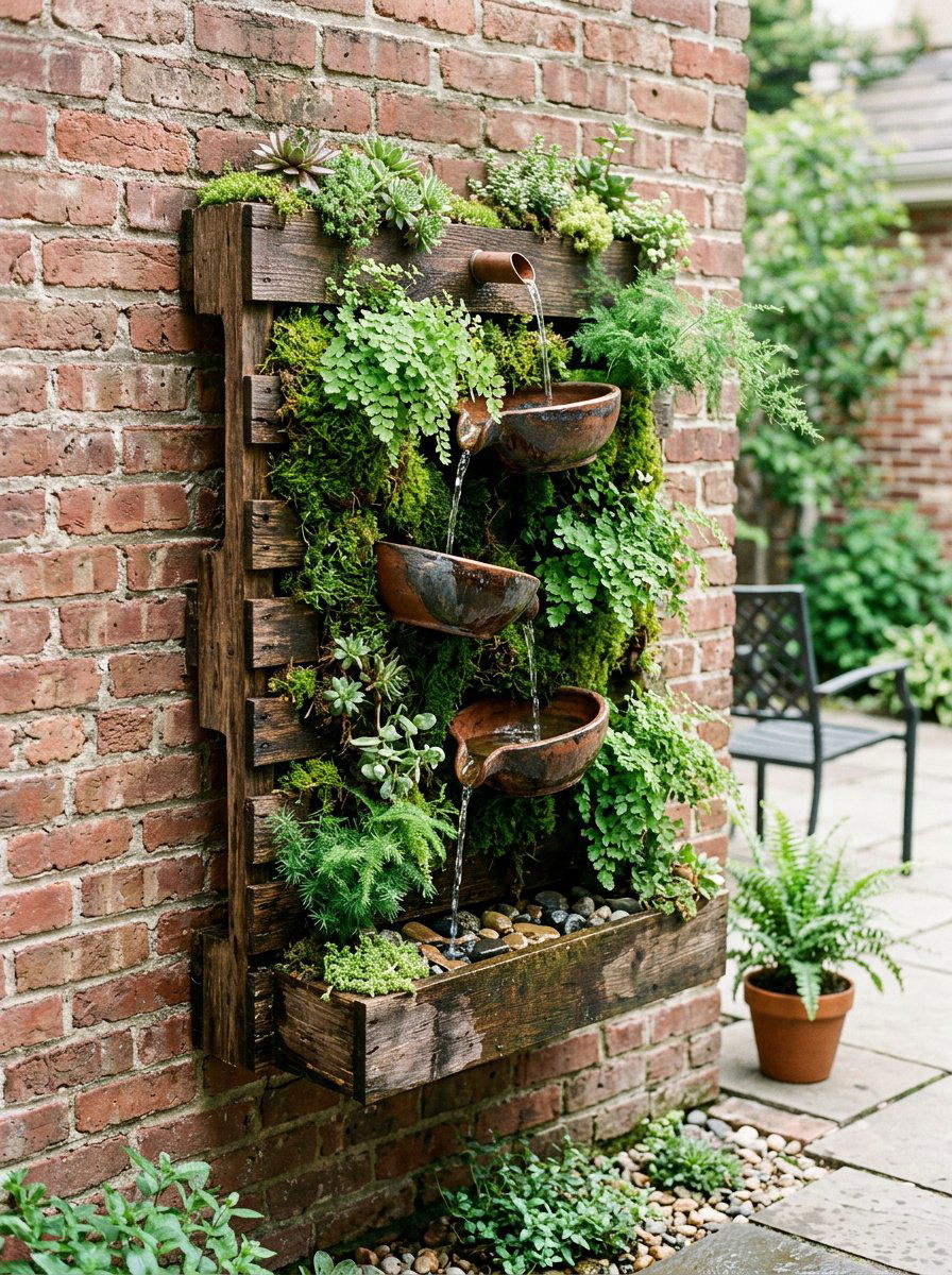 Vertical Wall Water Feature - 25 Pallet Water Fountain Base Ideas