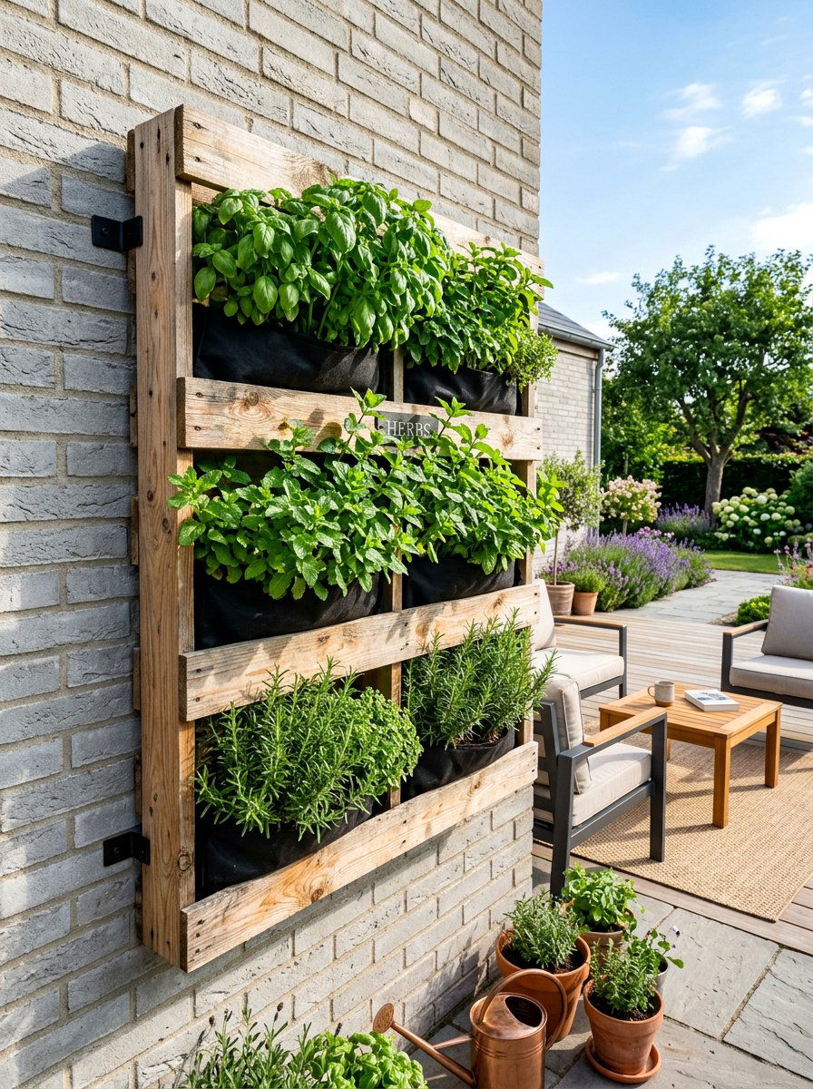 Vertical pallet herb garden - 25 Pallet Raised Garden Bed Ideas
