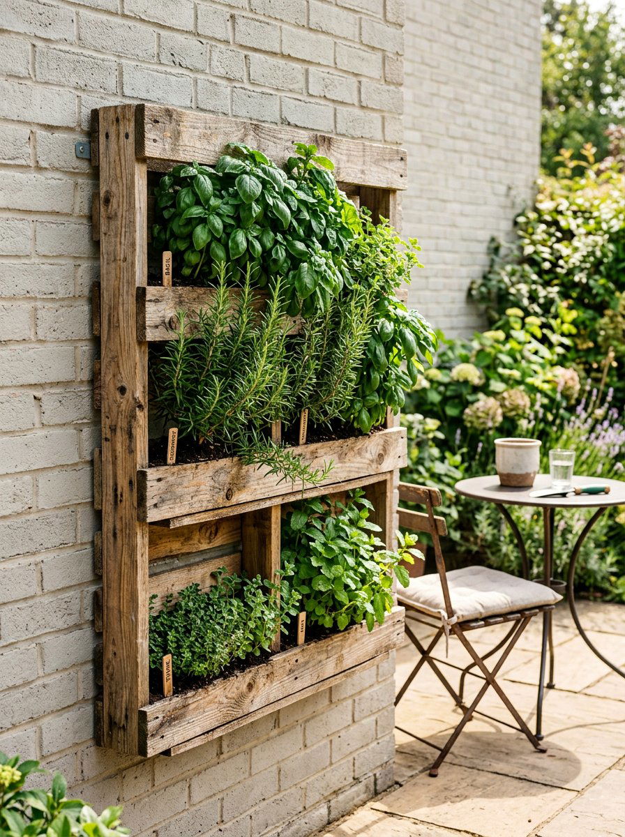 Vertical pallet herb garden - 25 Pallet Hanging Planter Ideas
