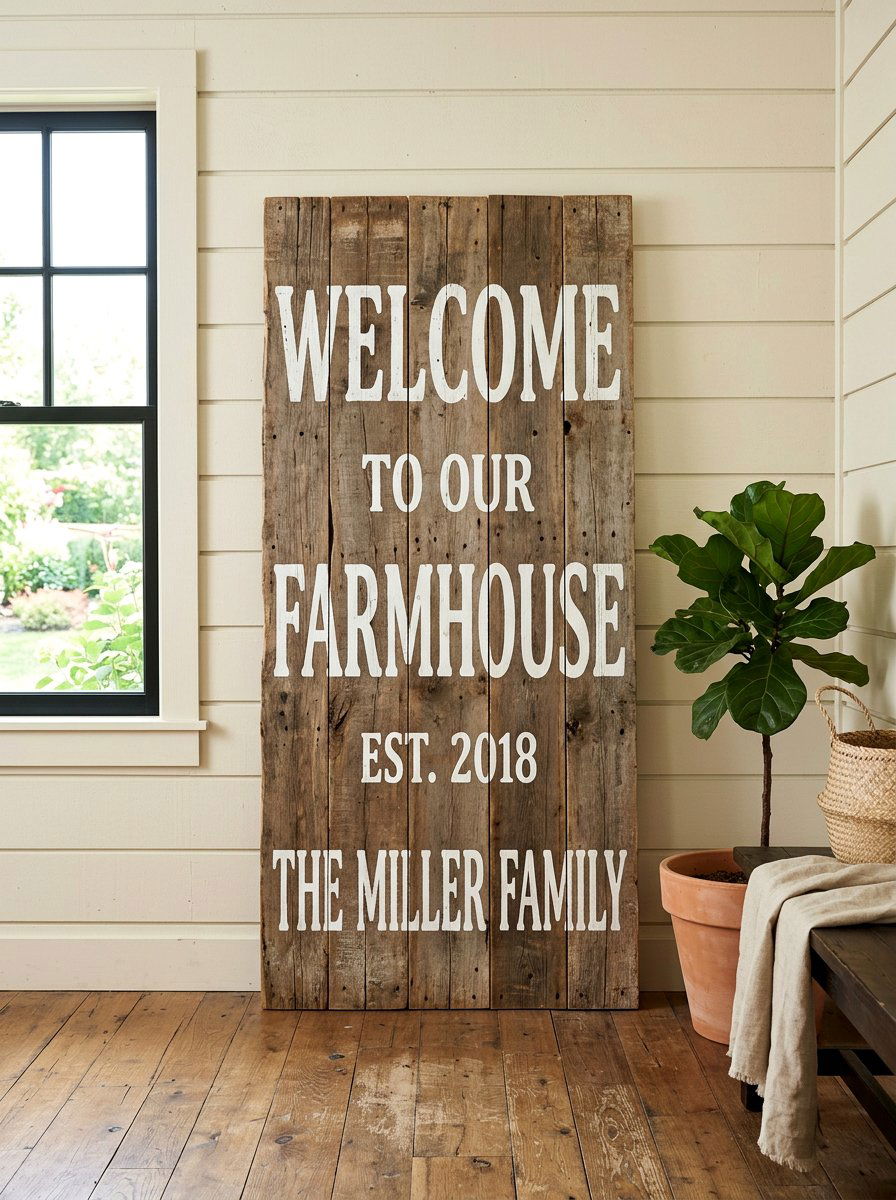 Vertical rustic pallet sign - 25 Pallet Welcome Sign for Porch Ideas