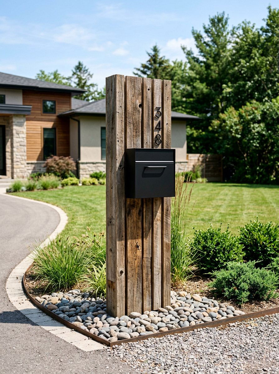 Vertical slat pallet mailbox post - 25 Pallet Mailbox Post Ideas