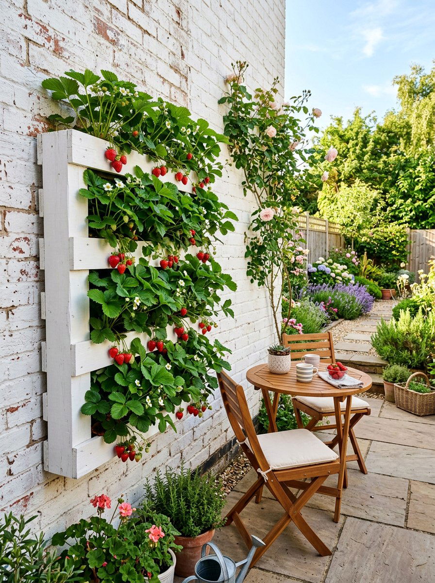 Vertical strawberry pallet - 25 Pallet Strawberry Planter Ideas
