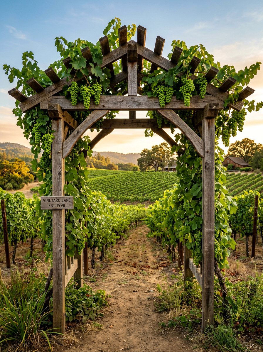 Vineyard Style Wood Arch - 25 Pallet Arbor for Garden Ideas
