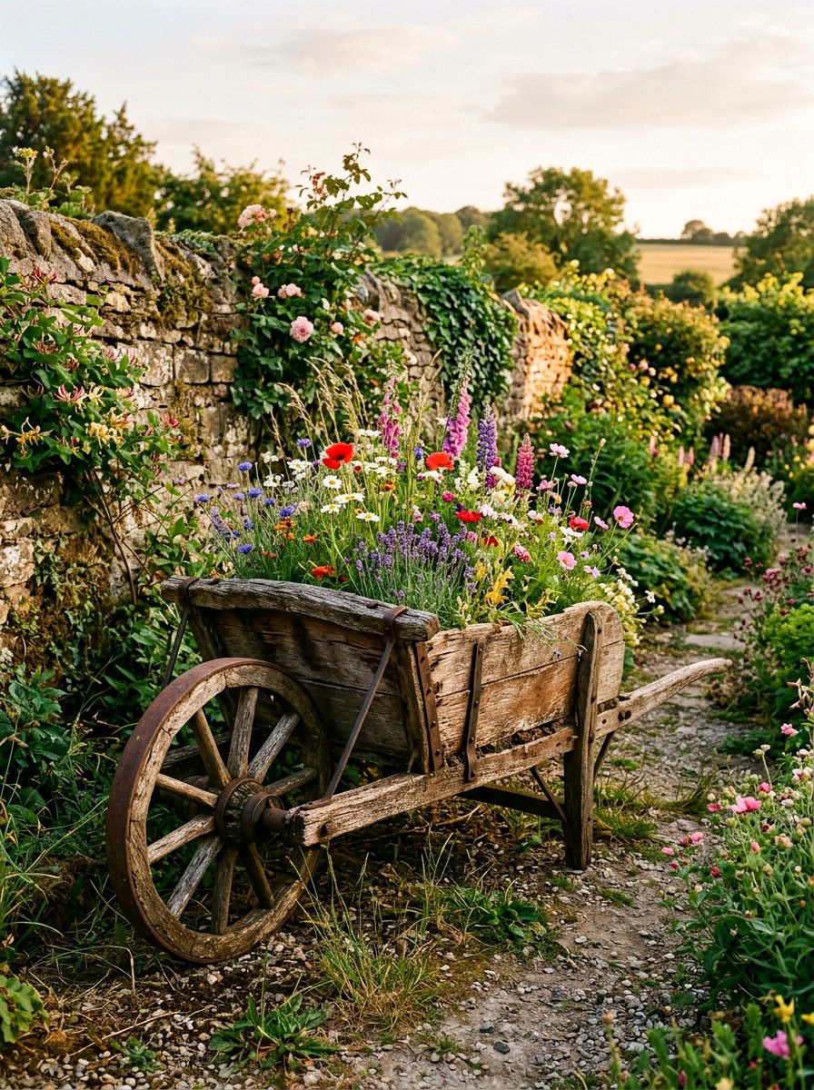 Vintage Style Wheelbarrow Planter - 25 Pallet Wheelbarrow Planter Ideas