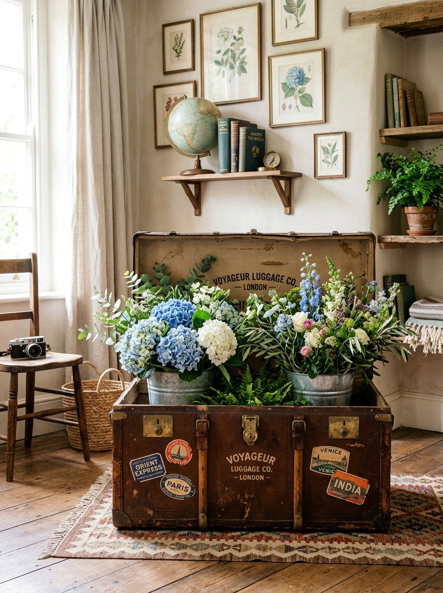 Vintage Trunk Floral Display - 25 bloom bar ideas
