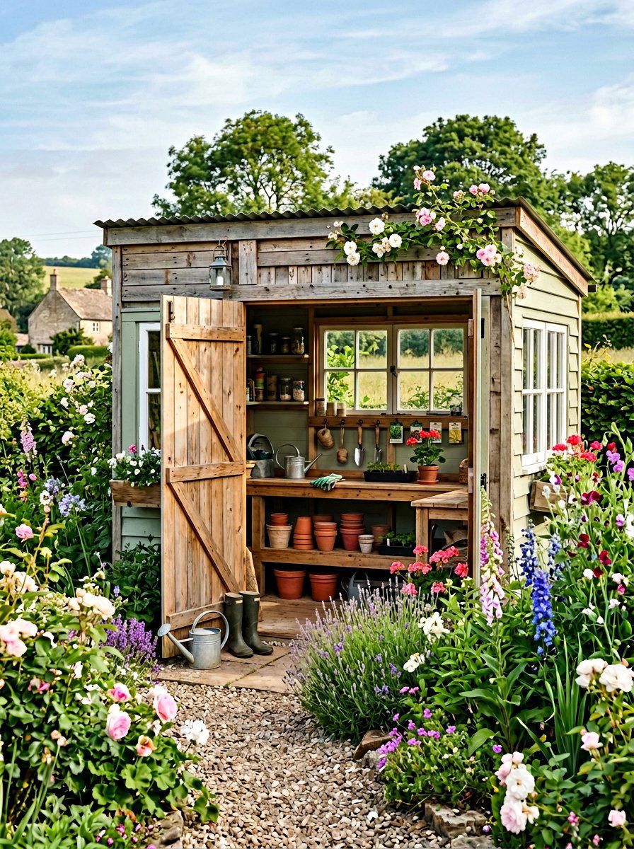 Walk In Pallet Potting Shed - 25 Pallet Tool Shed Ideas