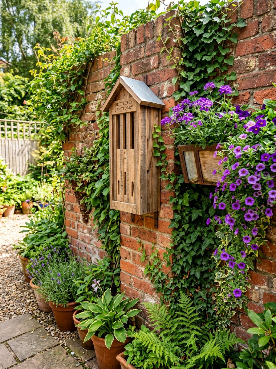 Wall Mount Butterfly Sanctuary - 25 Pallet Butterfly House Ideas