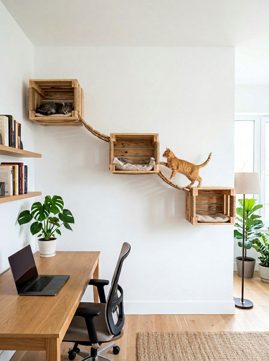 Wall Mounted Cat Cube - 25 pallet cat shelter ideas