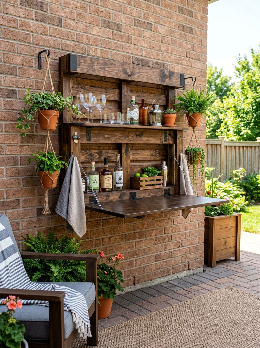 Wall Mounted Pallet Bar - 25 Pallet Wine Bar for Patio Ideas
