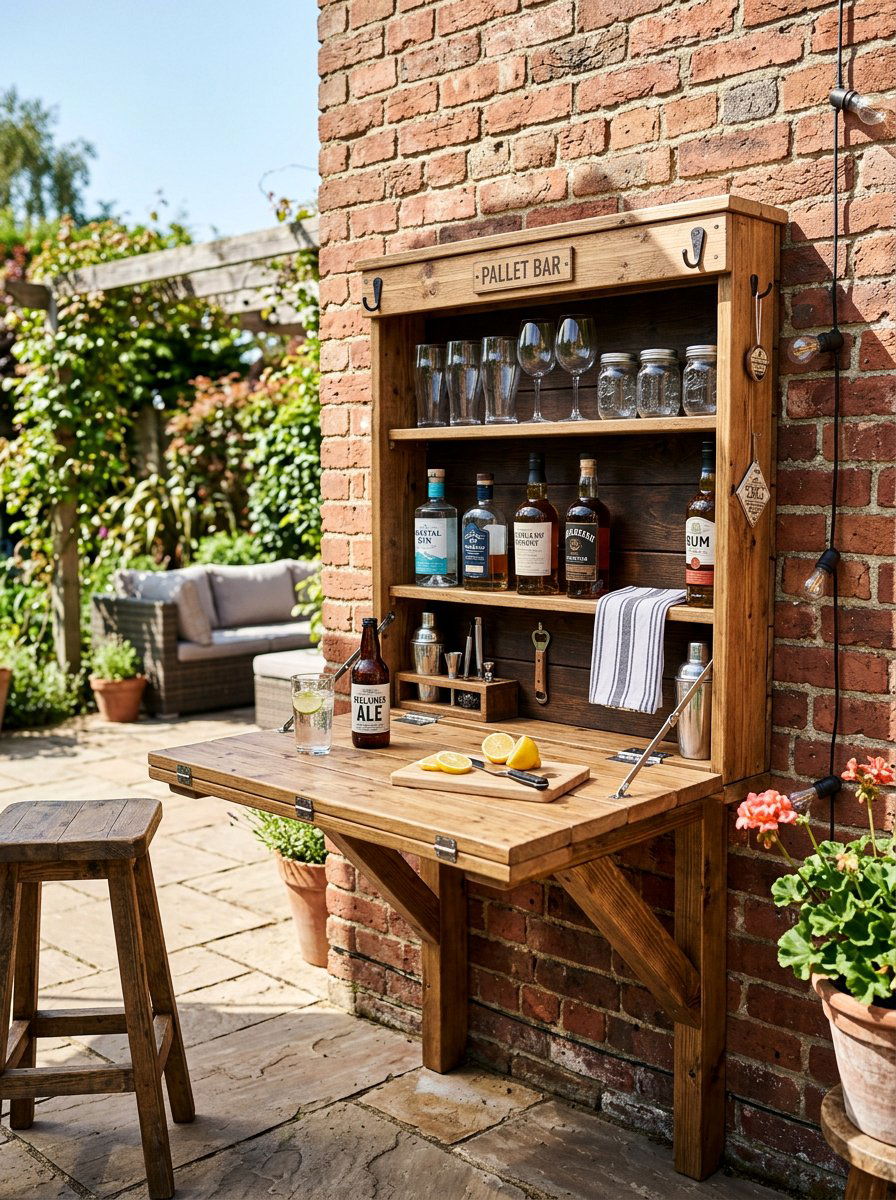 Wall Mounted Pallet Bar - 25 Pallet Tiki Bar Ideas