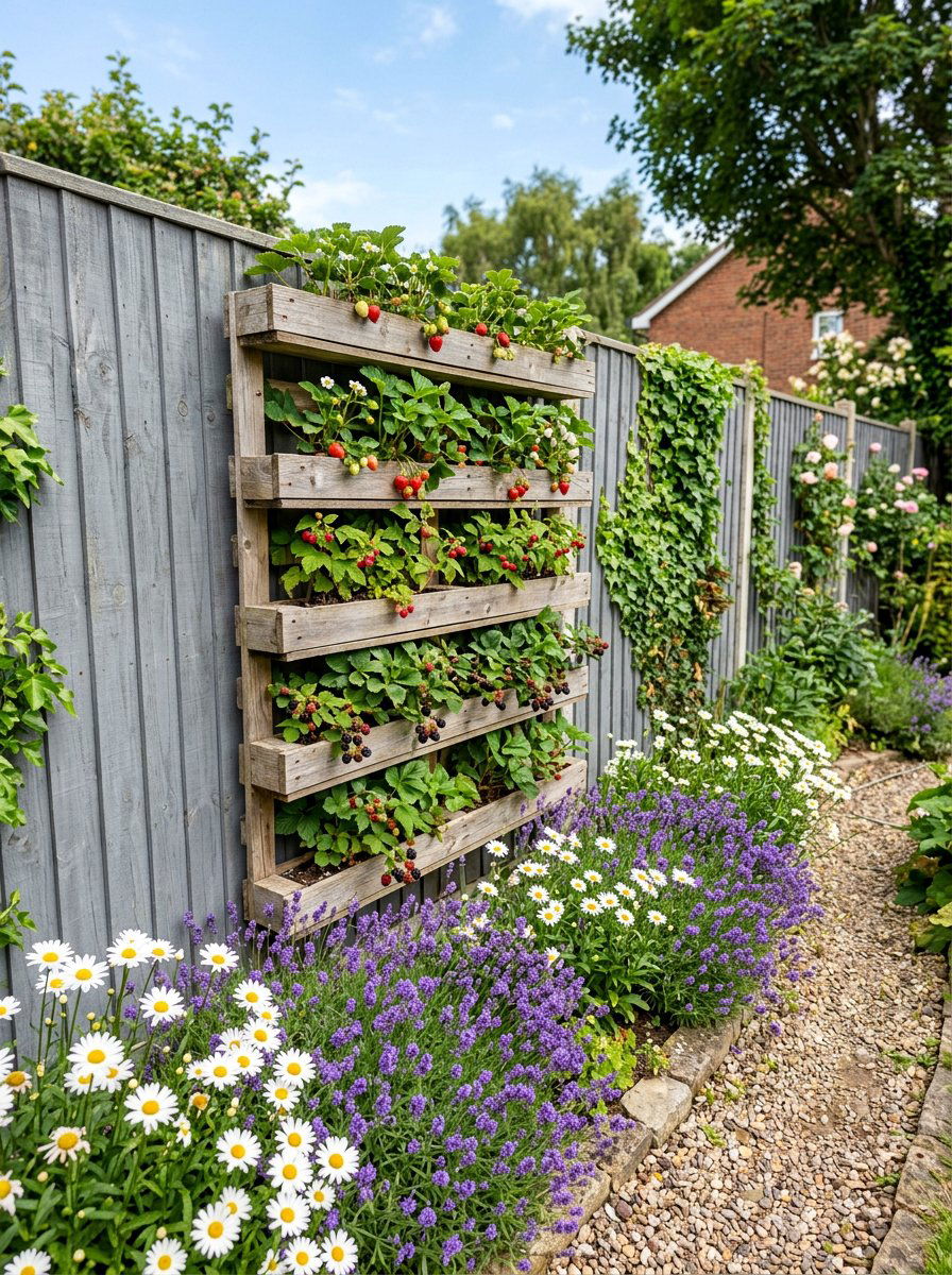 Wall mounted pallet planter - 25 Pallet Strawberry Planter Ideas