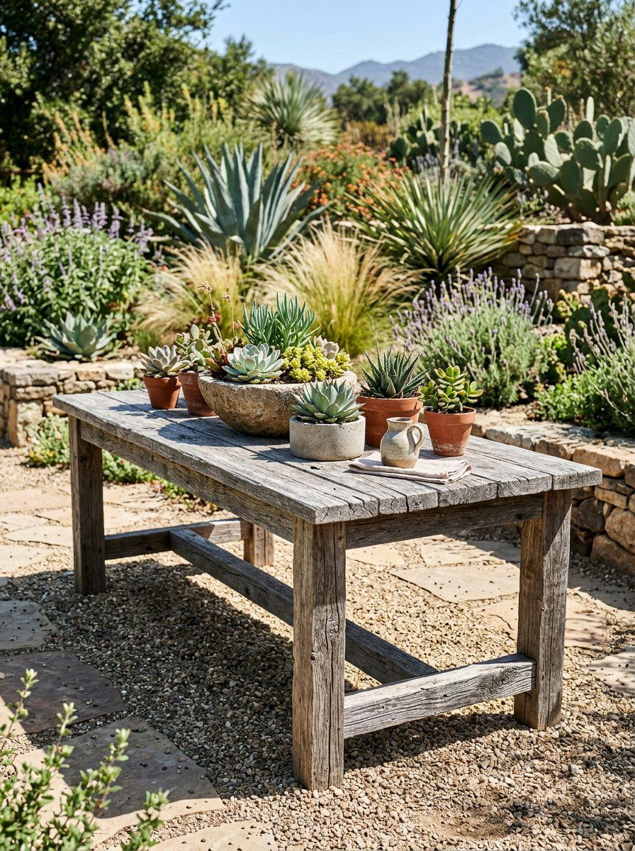 Weathered Wood Garden Table - 25 Pallet Potting Bench Ideas