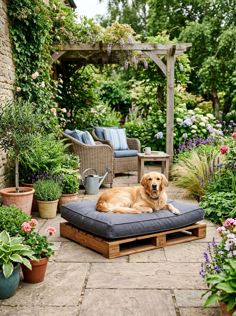 Weatherproof Outdoor Dog Bed with Pallet Base - 25 pallet bed for dogs