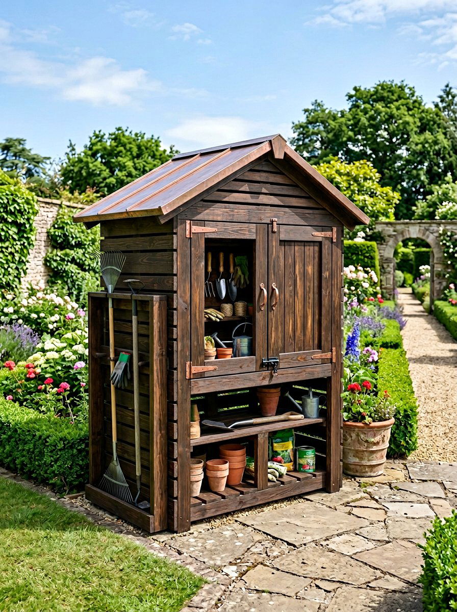 Weatherproof Pallet Tool Storage - 25 Pallet Garden Tool Organizer Ideas