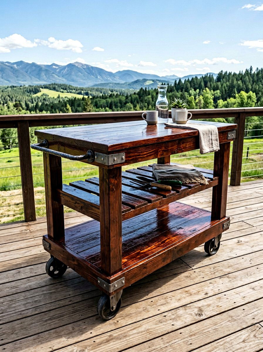 Weatherproof Stained Pallet Cart - 25 Pallet Outdoor Serving Cart Ideas