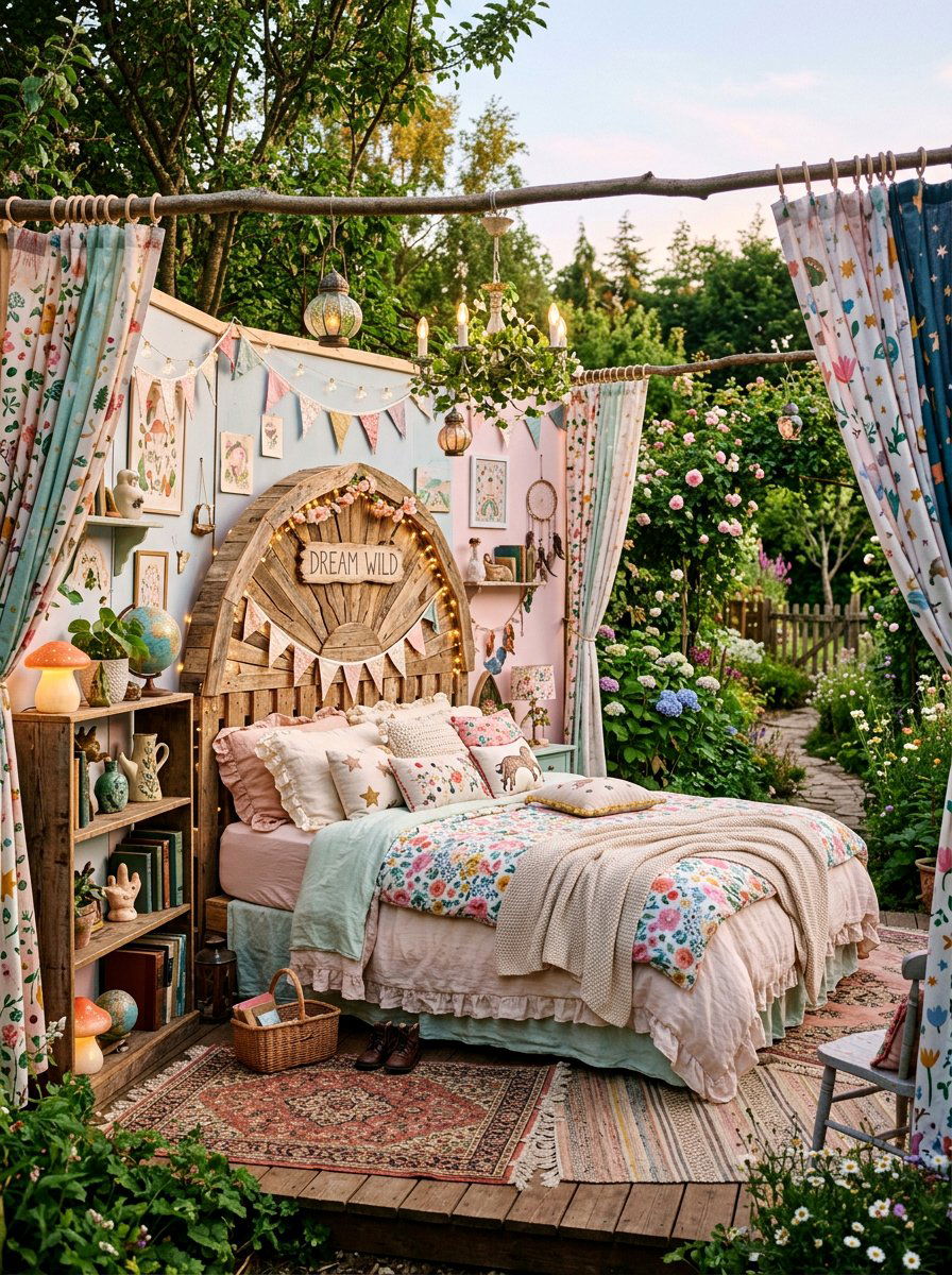 Whimsical pallet bed design - 25 Queen size pallet bed ideas