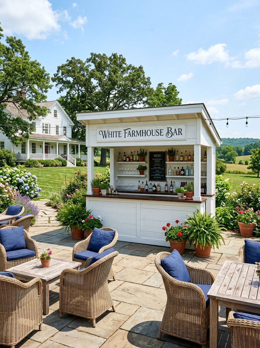 White Farmhouse Bar - 25 Pallet Outdoor Bar Ideas