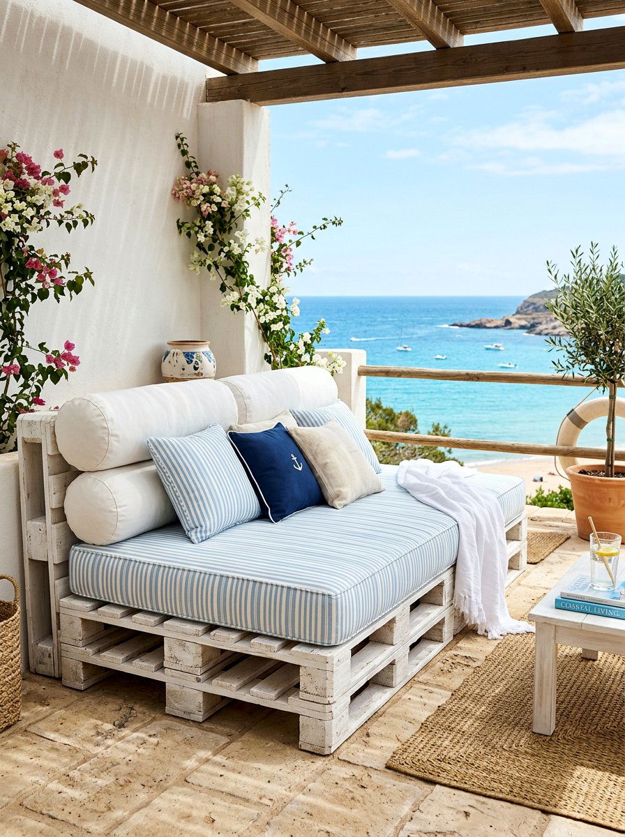 White Painted Wood Pallet Daybed - 25 Pallet Daybed for Patio Ideas