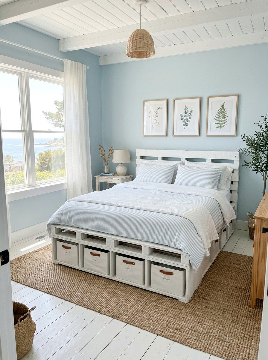 White Pallet Bed Storage - 25 Pallet Bed with Storage ideas