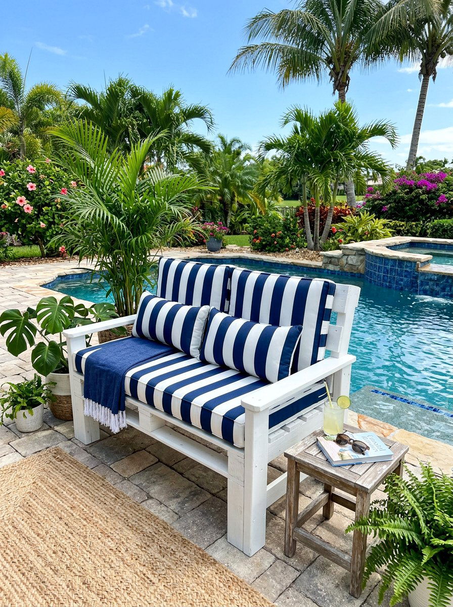 White Pallet Bench - 25 Pallet Bench for Garden Ideas