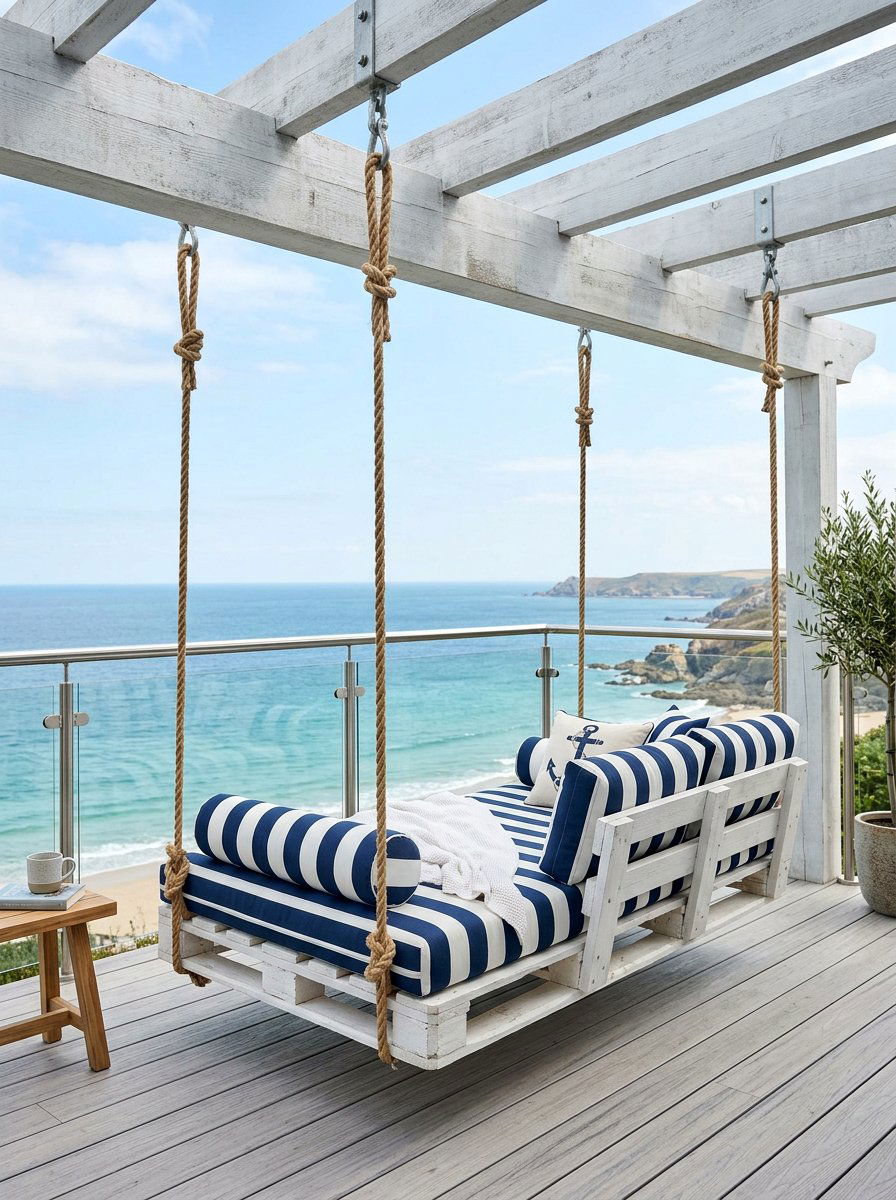 White Pallet Hanging Bed - 25 Pallet Hanging Swing Bed Ideas