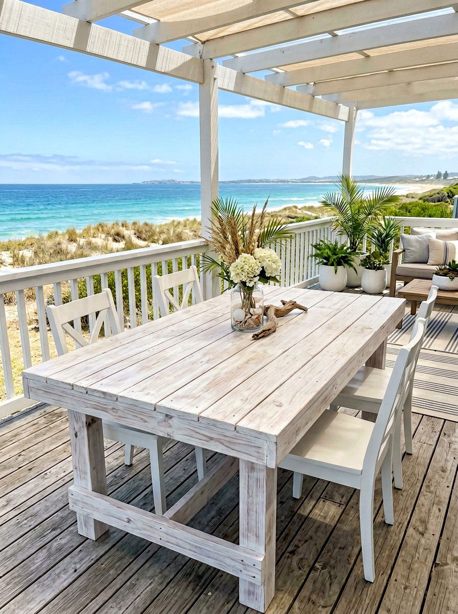 White Washed Pallet Dining Table - 25 Pallet Outdoor Dining Table Ideas