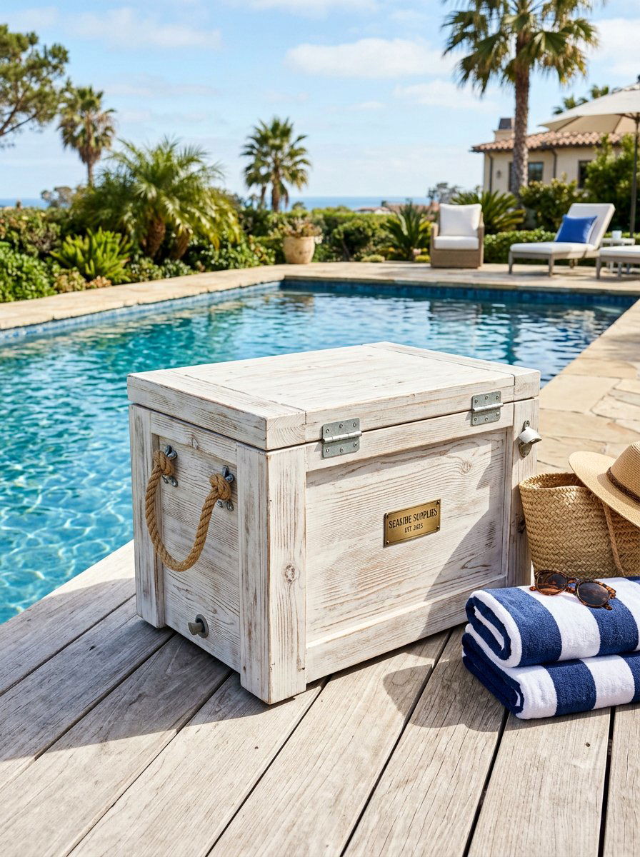 White Washed Wood Cooler - 25 Pallet Outdoor Cooler Stand Ideas