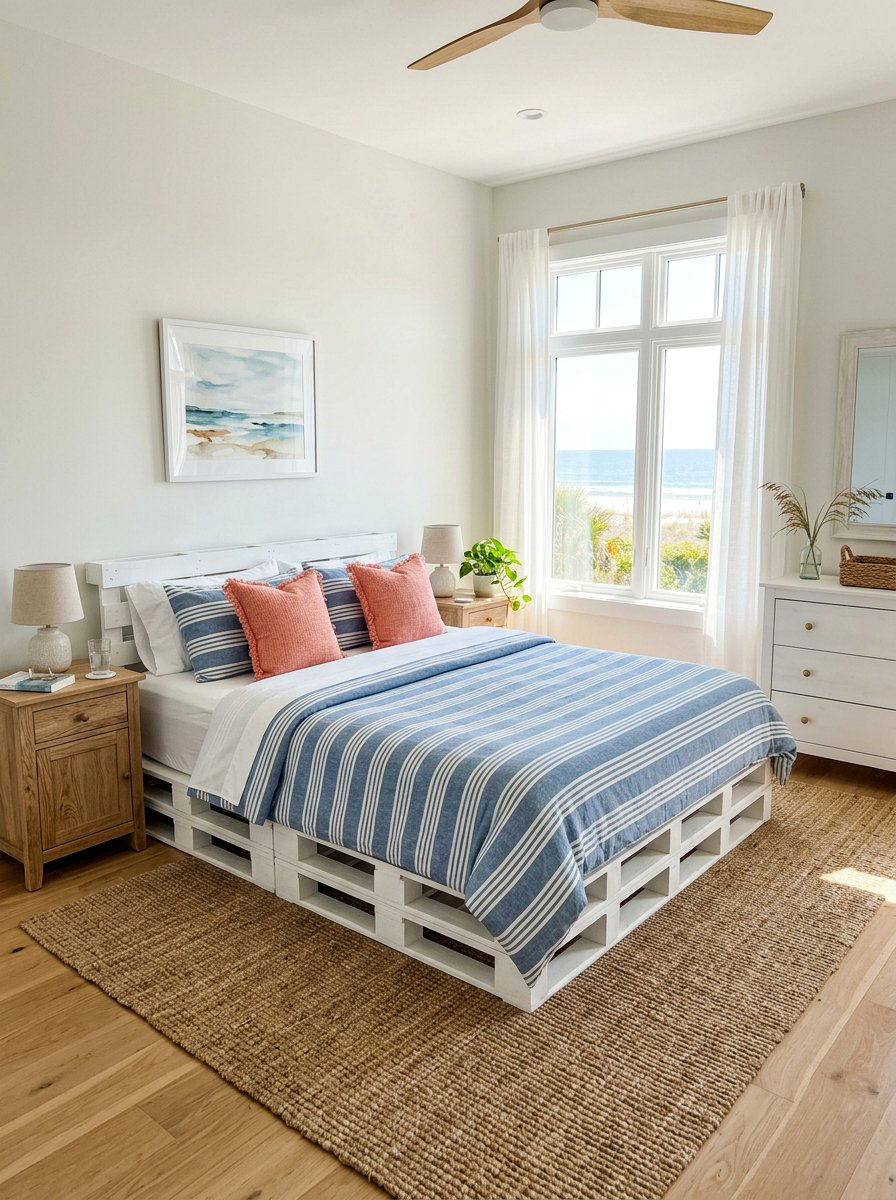White double pallet bed - 25 Double pallet bed ideas