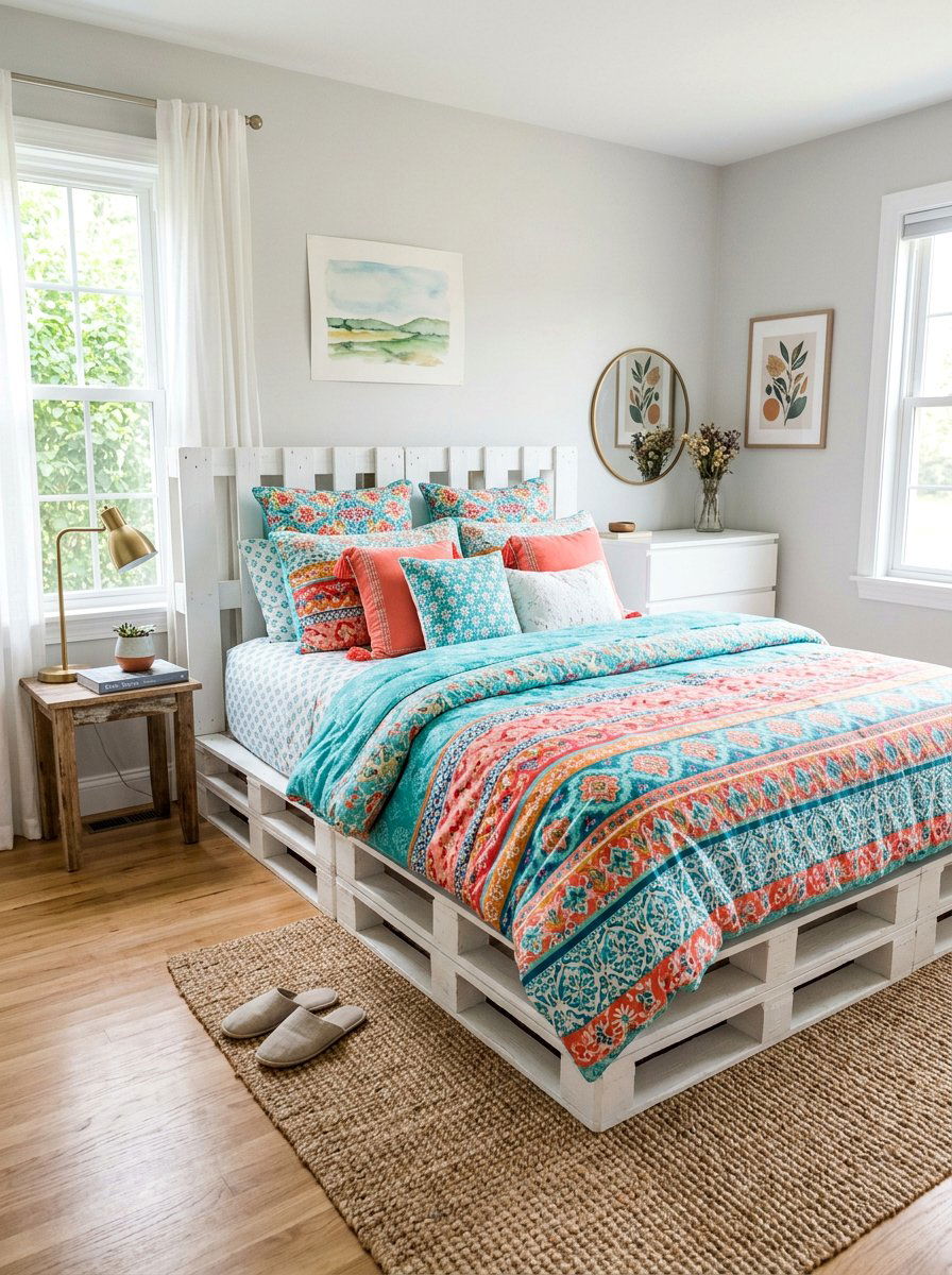 White pallet bed guest room - 25 Pallet bed ideas for guest room