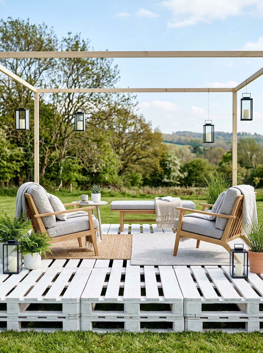 White pallet stage - 25 Pallet Stage for Backyard Ideas