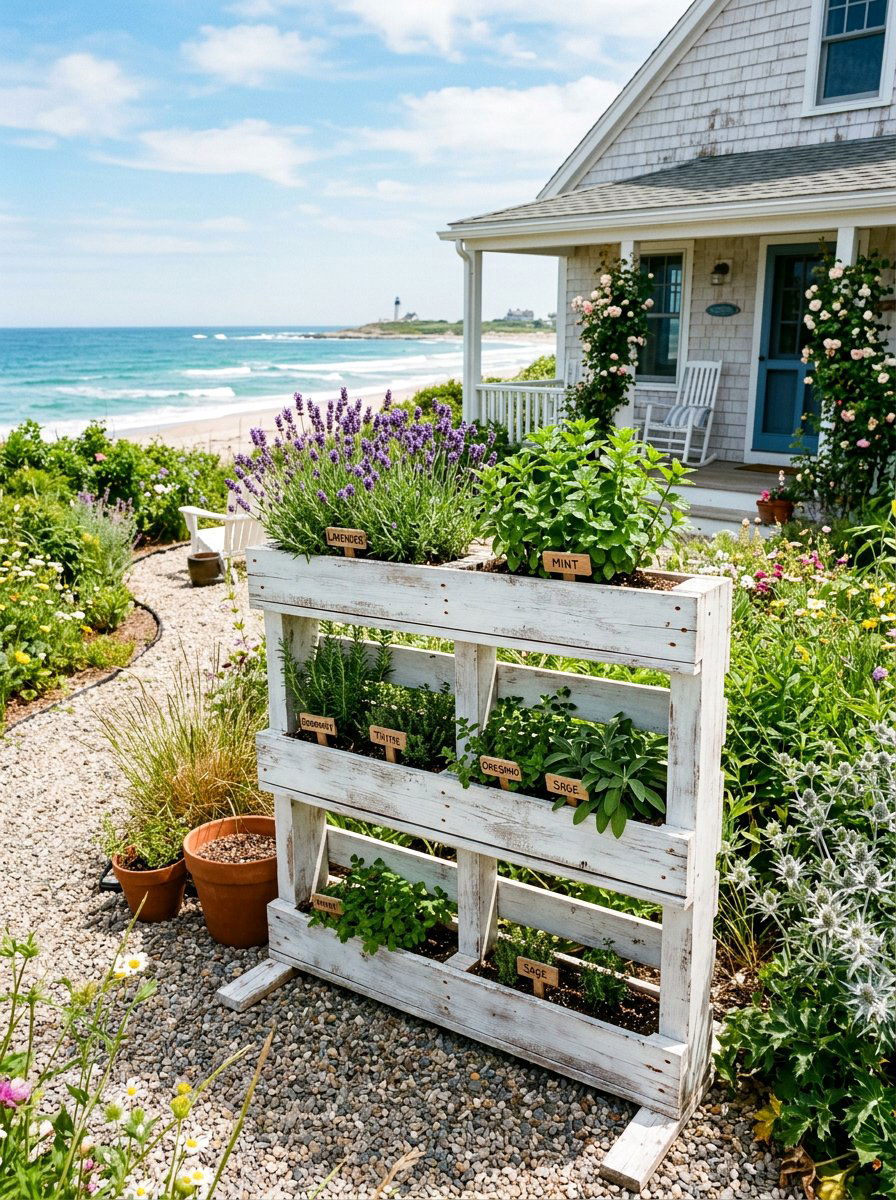 White washed pallet herb garden - 25 Pallet Vertical Herb Garden Ideas