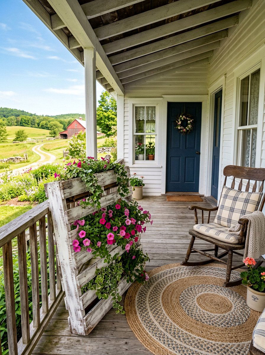 Whitewashed Farmhouse Planter - 25 Pallet Wall Planter Ideas