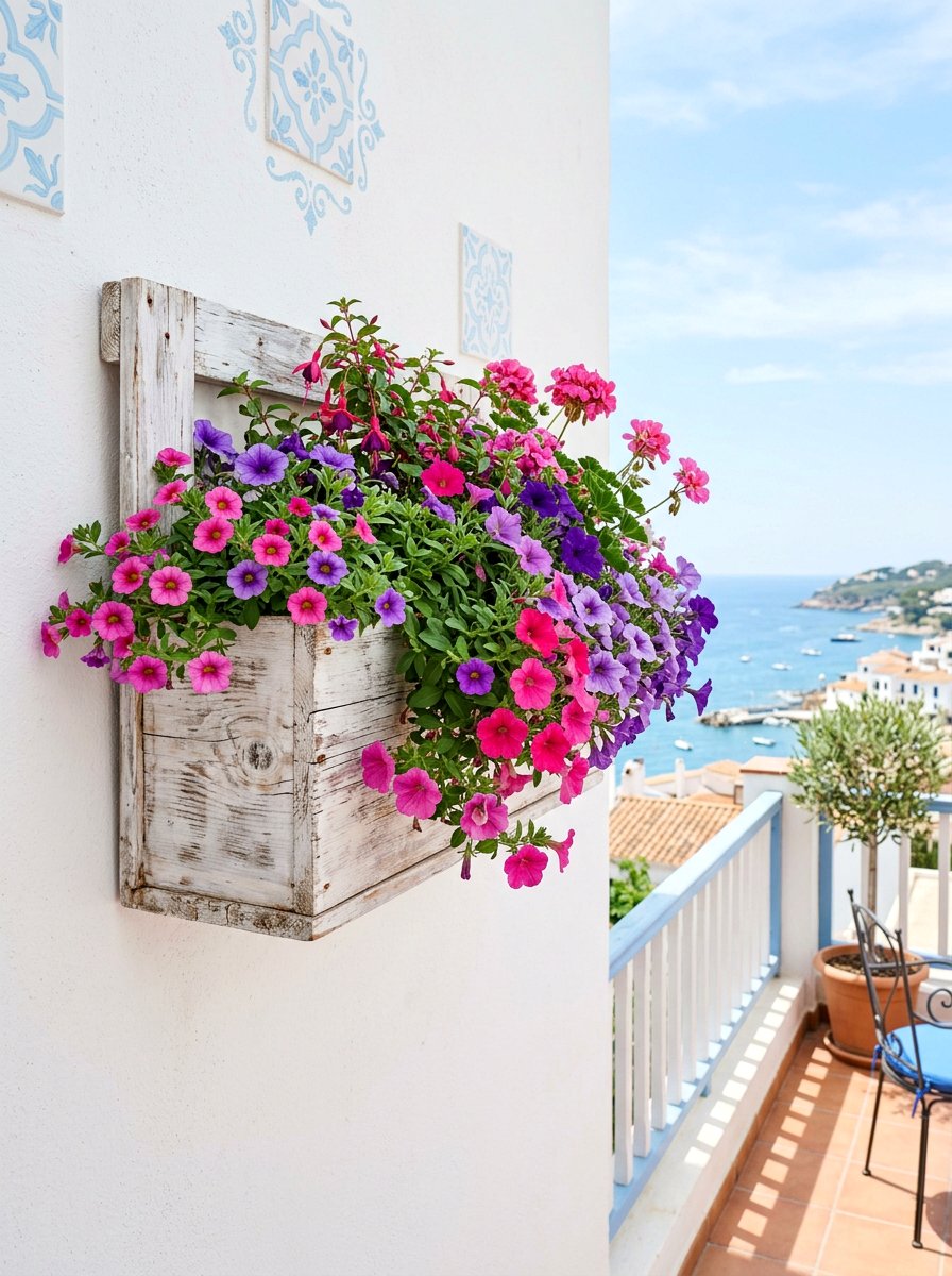 Whitewashed wood wall planter - 25 Pallet Hanging Planter Ideas