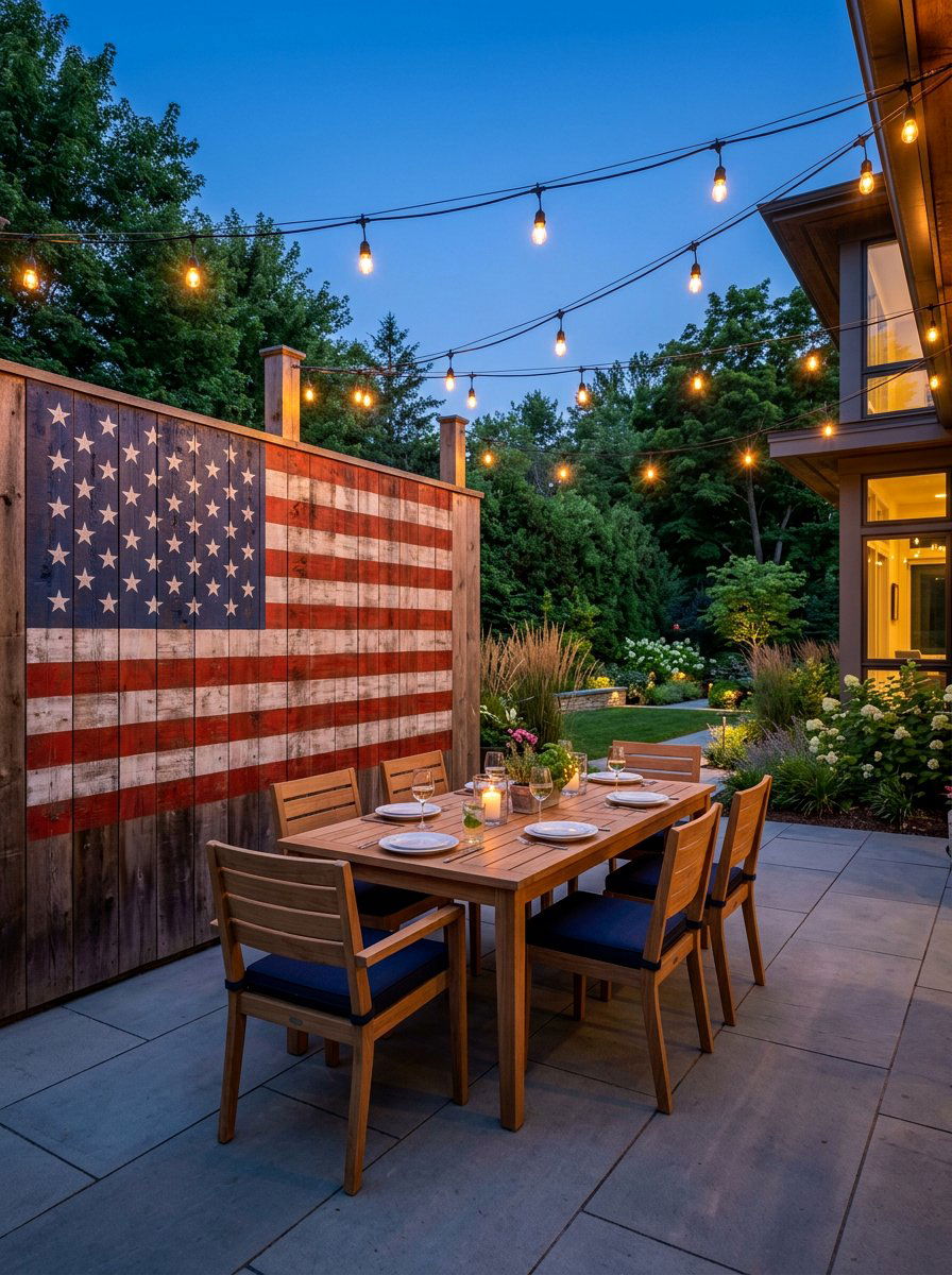 Wide Plank Flag Backdrop - 25 Pallet Flag Holder Ideas