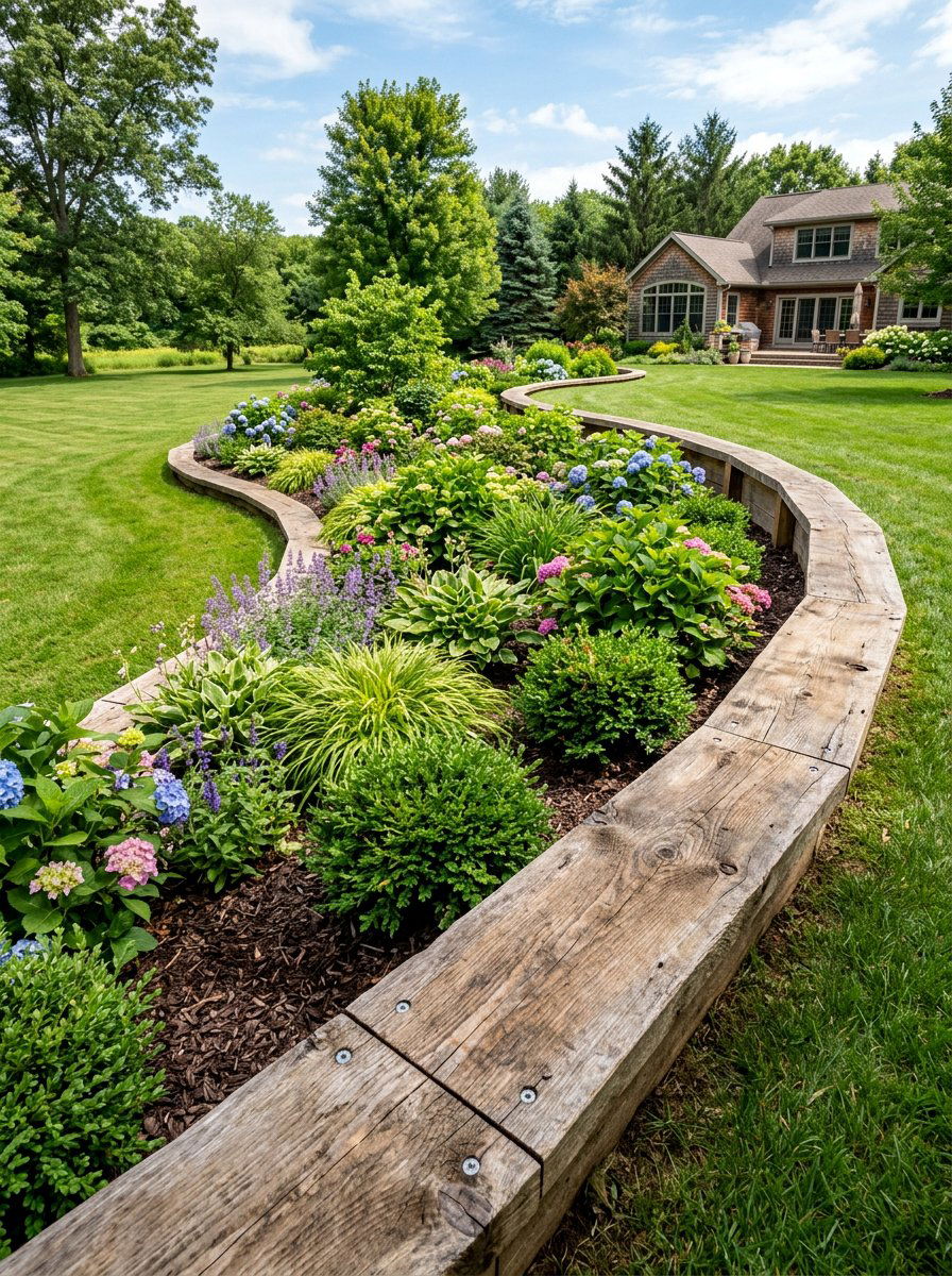 Wide Plank Garden Edging - 25 Pallet Garden Edging Ideas