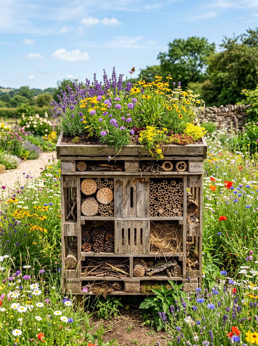 Wildflower pallet bug house - 25 Pallet Insect Hotel Ideas