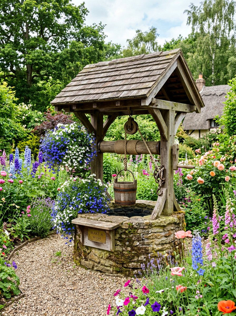 Wishing Well Hanging Bucket - 25 Pallet Wishing Well Planter Ideas