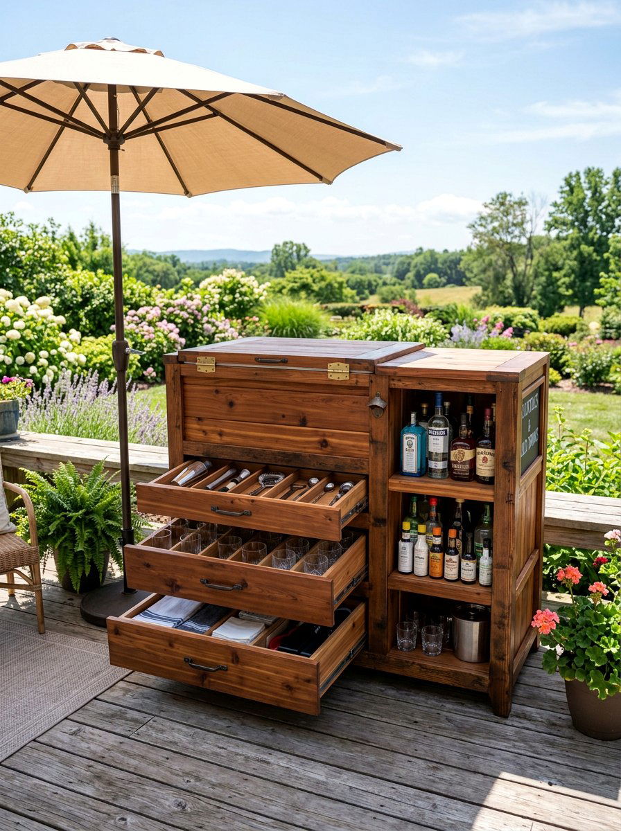 Wood Cooler With Storage - 25 Pallet Outdoor Cooler Stand Ideas