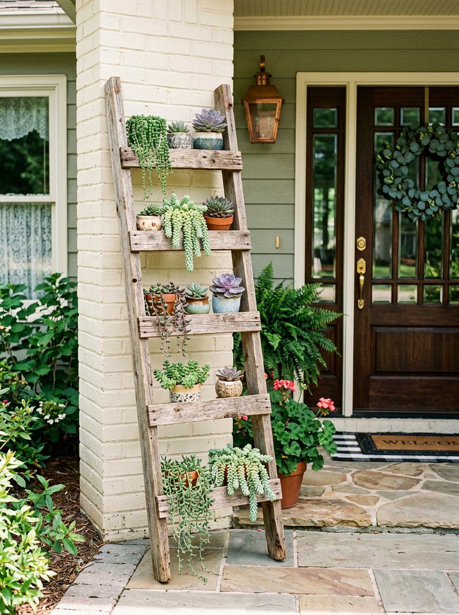 Wood Ladder Planter - 25 Pallet Succulent Garden Ideas