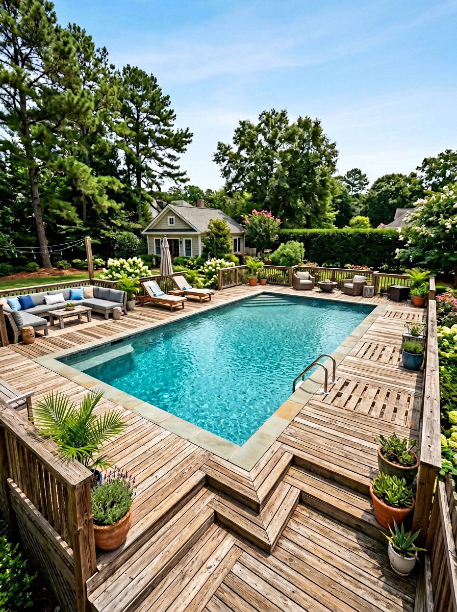 Wraparound Pallet Pool Deck - 25 Pallet Pool Deck Ideas