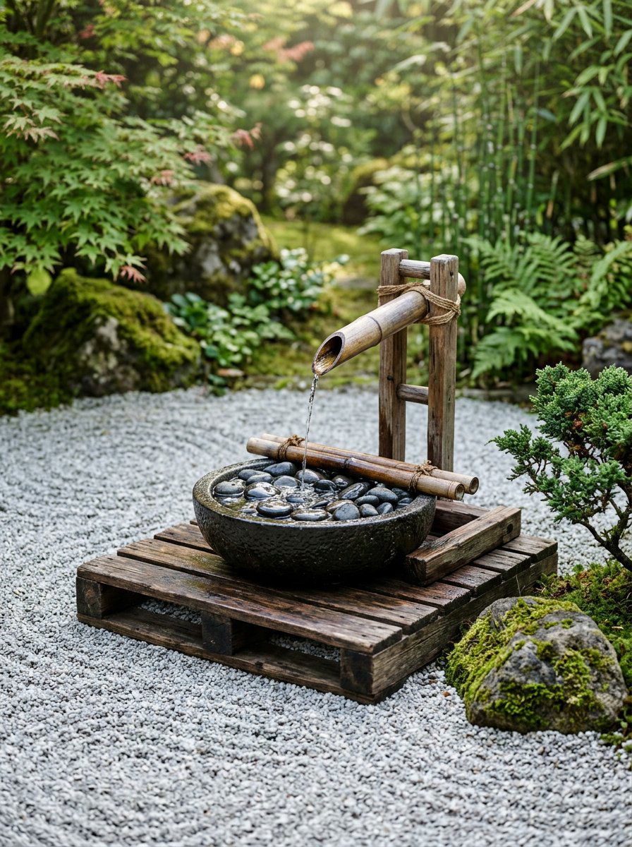 Zen Garden Wood Fountain - 25 Pallet Water Fountain Base Ideas