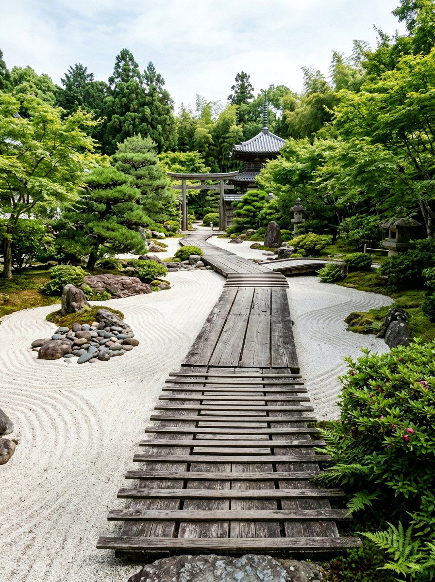 Zen garden wood path - 25 Pallet Garden Pathway Ideas