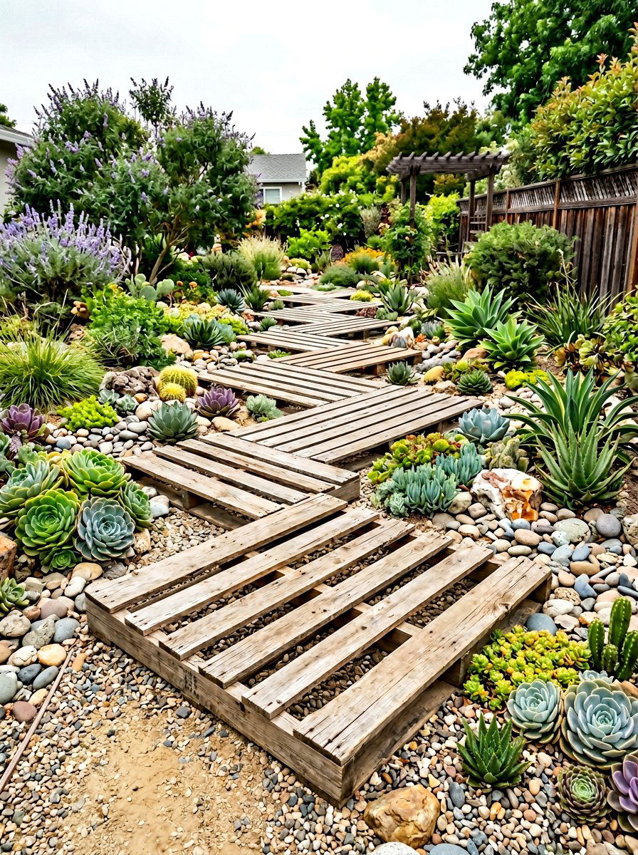 Zig Zag Path - 25 Pallet Walkway for Garden Ideas