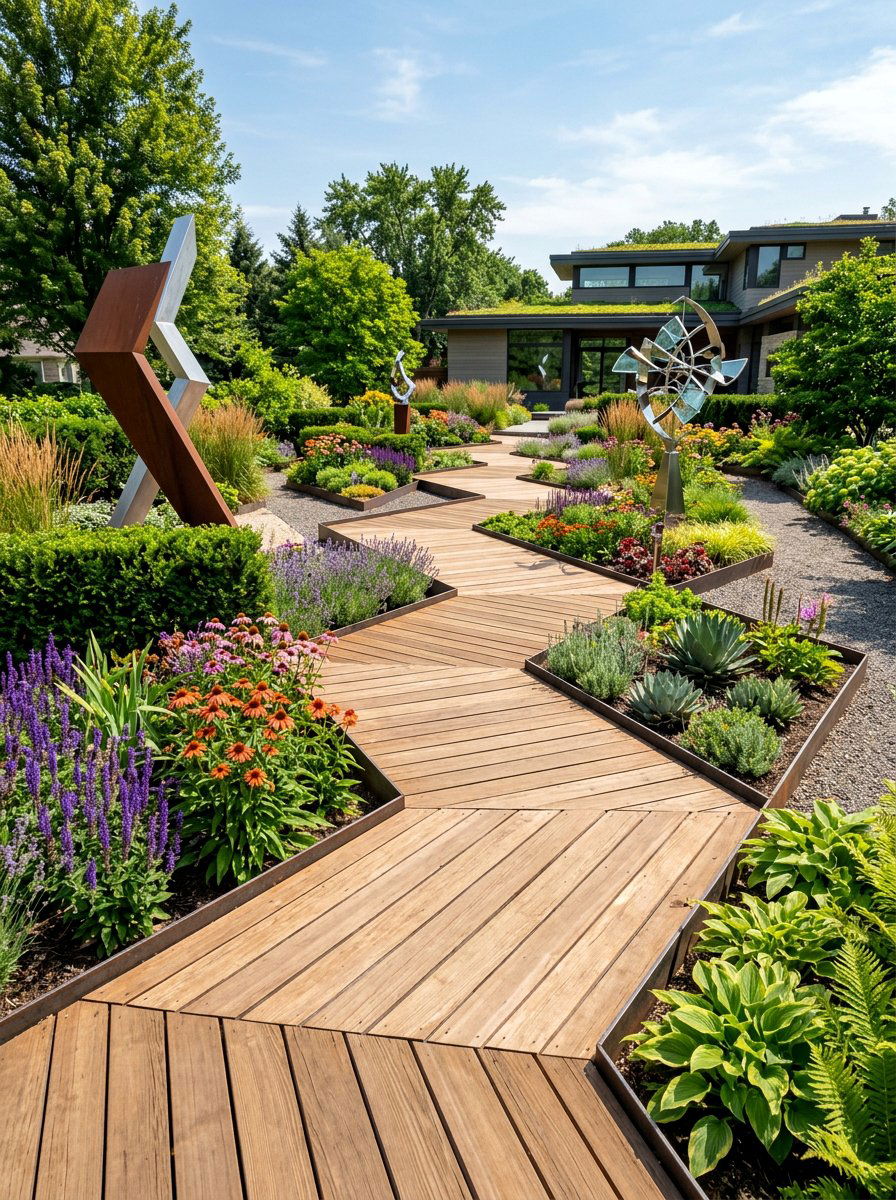 Zigzag garden wood path - 25 Pallet Garden Pathway Ideas